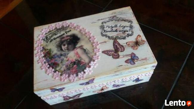 Szkatułka kuferek retro vintage decoupage rękodzieło