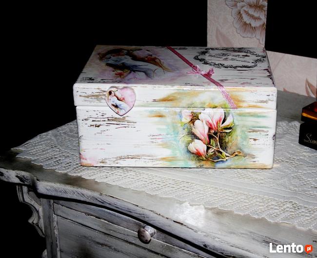 Szkatułka kuferek retro vintage decoupage rękodzieło