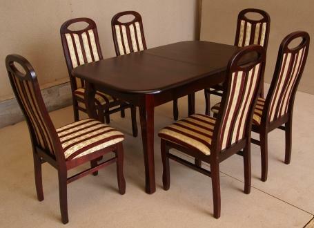 Stół i 6 krzeseł z drewna 140 / rozkładany na 210 cm