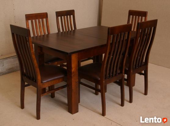 Stół z litego drewna 160 cm/90 rozkł. do 250cm i 8 krzeseł