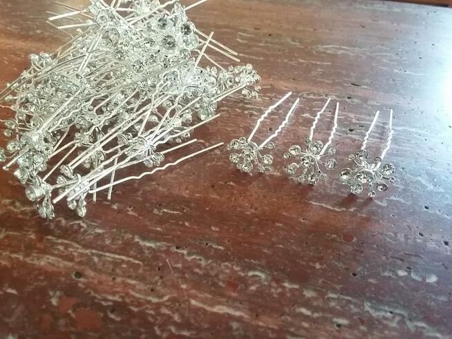 cyrkonie Kokówki szpilki ozdoby do wlosów wyprzedaż