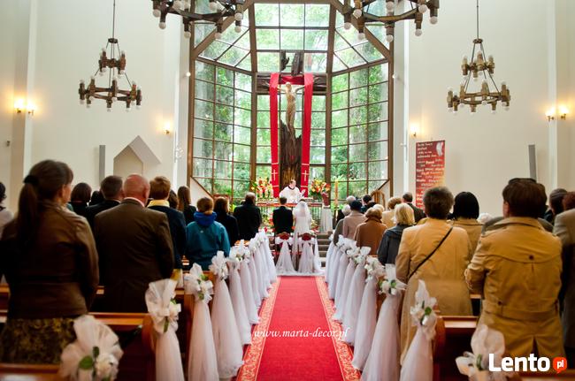Dekoracje ślubne koscioła, sali, pojazdu, florystyk