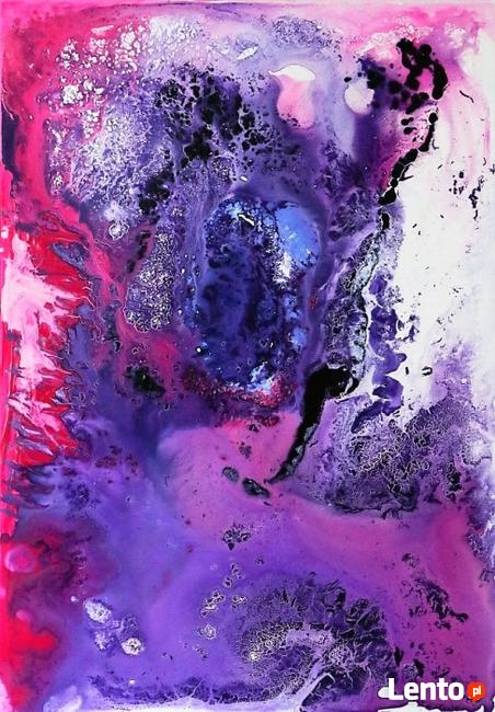 "WEWNĄTRZ RÓŻOWEJ MGŁAWICY" abstrakcja obraz 100x70cm