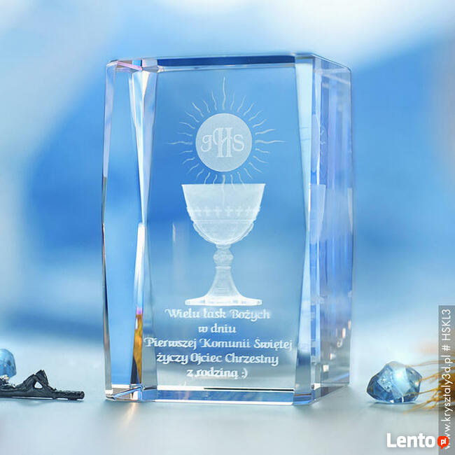 Personalizowany kryształ 3D z na pamiątkę Pierwszej Komunii
