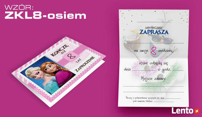 ZAPROSZENIA na URODZINY dla dziecka 4 5 6 7 8 lat (ZKL)