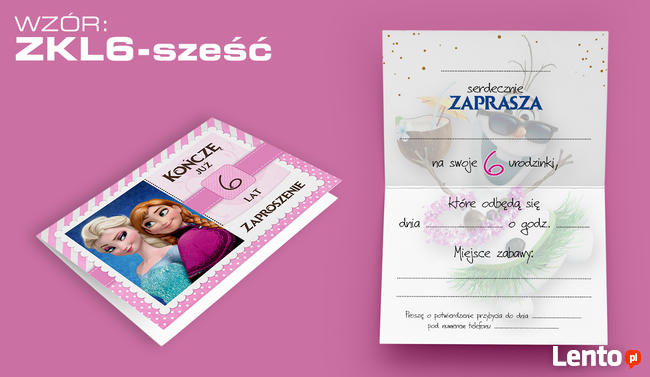 ZAPROSZENIA na URODZINY dla dziecka 4 5 6 7 8 lat (ZKL)