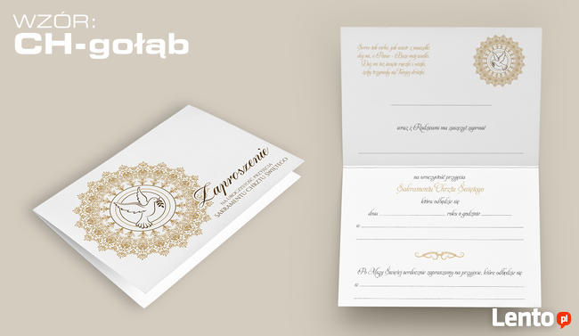 Zaproszenia na CHRZEST ŚWIĘTY chrzciny (wzór CH-gołąb)