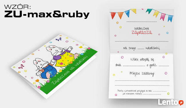 ZAPROSZENIA na URODZINY dla dziecka +koperta (ZU-max&ruby)