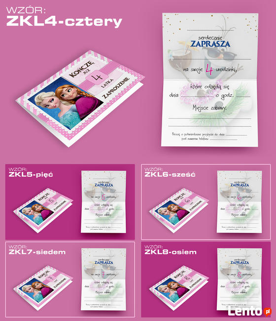 ZAPROSZENIA na URODZINY dla dziecka 4 5 6 7 8 lat (ZKL)