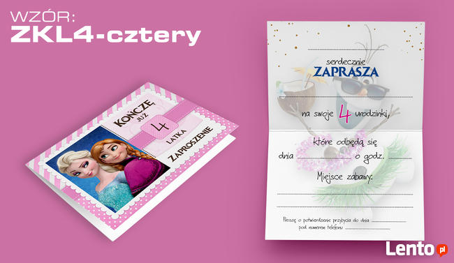 ZAPROSZENIA na URODZINY dla dziecka 4 5 6 7 8 lat (ZKL)