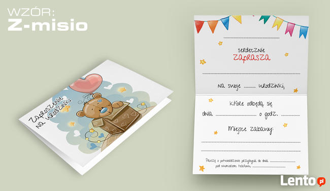 ZAPROSZENIA na URODZINY dla dziecka +koperta (Z-misio)