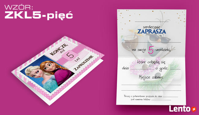 ZAPROSZENIA na URODZINY dla dziecka 4 5 6 7 8 lat (ZKL)