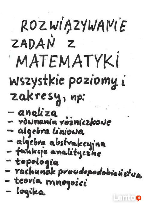 Matematyka, rozwiązywanie zadań przez internet, każdy poziom