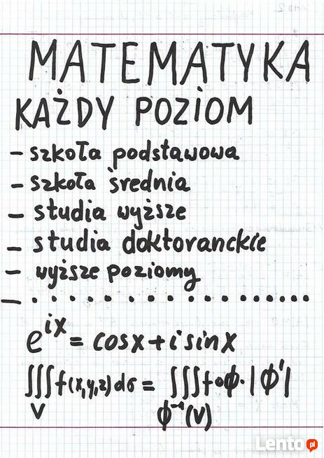 Matematyka, rozwiązywanie zadań przez internet, każdy poziom