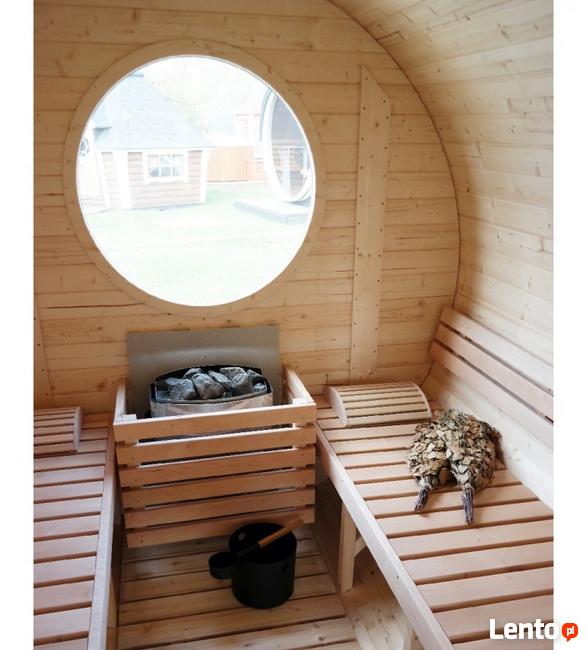 SAUNA beczka ogrodowa Z WEJŚCIEM BOCZNYM Ø2.2m x 6,0 m