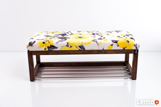 Ławeczka Pufa Tapicerowana Siedzisko Gładkie Żółty LPG-4