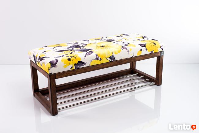 Ławeczka Pufa Tapicerowana Siedzisko Gładkie Żółty LPG-4