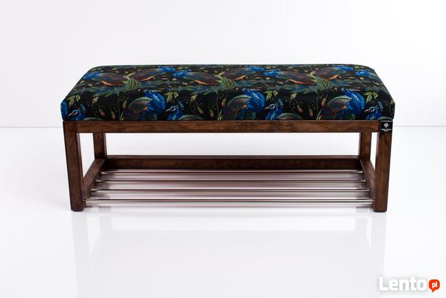 Ławeczka Pufa Tapicerowana Siedzisko Gładkie Pawie LPG-4