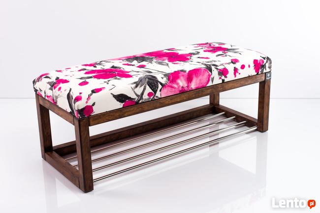 Ławeczka Pufa Tapicerowana Siedzisko Gładkie Róż LPG-4