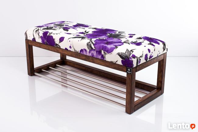 Ławeczka Pufa Tapicerowana Siedzisko Gładkie Fiolet LPG-4