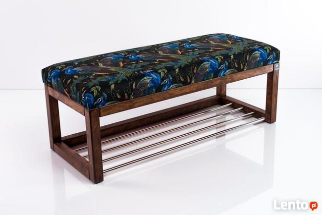 Ławeczka Pufa Tapicerowana Siedzisko Gładkie Pawie LPG-4