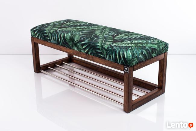 Ławeczka Tapicerowana Siedzisko Gładkie Liście Tropikalny