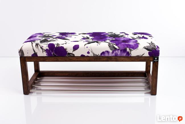 Ławeczka Pufa Tapicerowana Siedzisko Gładkie Fiolet LPG-4