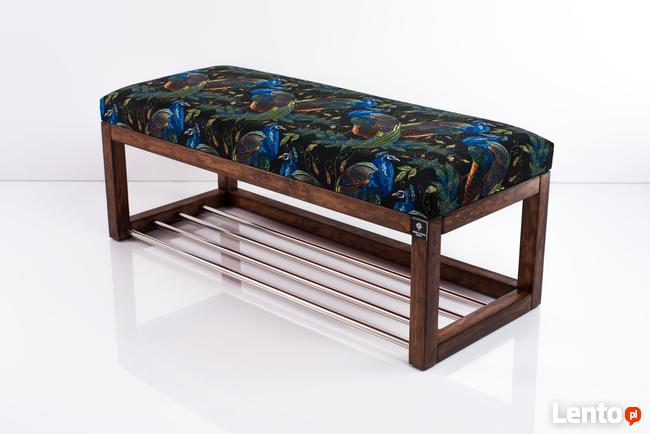 Ławeczka Pufa Tapicerowana Siedzisko Gładkie Pawie LPG-4