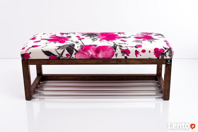 Ławeczka Pufa Tapicerowana Siedzisko Gładkie Róż LPG-4