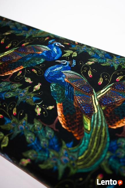 Ławeczka Pufa Tapicerowana Siedzisko Gładkie Pawie LPG-4