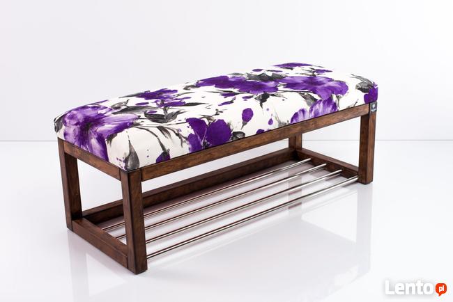 Ławeczka Pufa Tapicerowana Siedzisko Gładkie Fiolet LPG-4