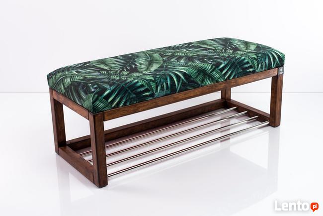Ławeczka Tapicerowana Siedzisko Gładkie Liście Tropikal