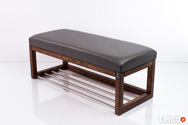 Ławeczka Pufa Tapicerowana Siedzisko Gładkie Ekoskóra Grafit