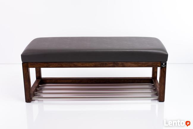 Ławeczka Pufa Tapicerowana Siedzisko Gładkie Ekoskóra Grafit