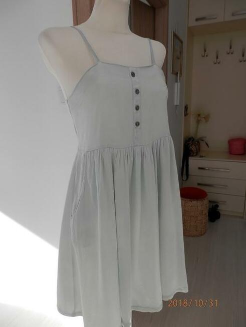 Sukienka Dżinsowa Jeansowa Błękitna Rozkloszowana Denim Co S