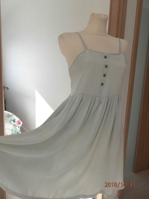 Sukienka Dżinsowa Jeansowa Błękitna Rozkloszowana Denim Co S