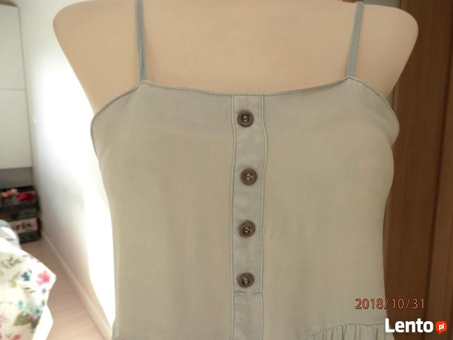 Sukienka Dżinsowa Jeansowa Błękitna Rozkloszowana Denim Co S