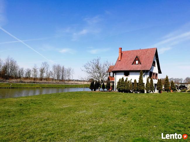 Całoroczny DOM NA PALACH ogromny staw i działka PRYWATNIE