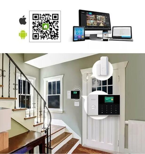 Bezprzewodowy alarm GSM WiFi PG107 DOTYKOWY LCD czujki