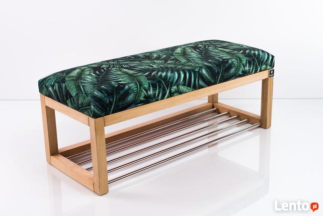 Ławeczka Tapicerowana Siedzisko Gładkie Liście Tropikalne