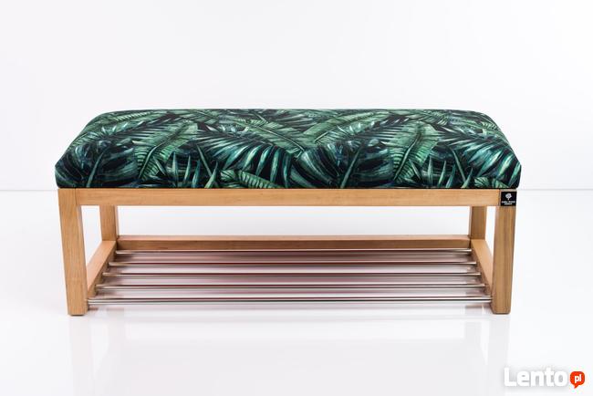 Ławeczka Tapicerowana Siedzisko Gładkie Liście Tropikalne