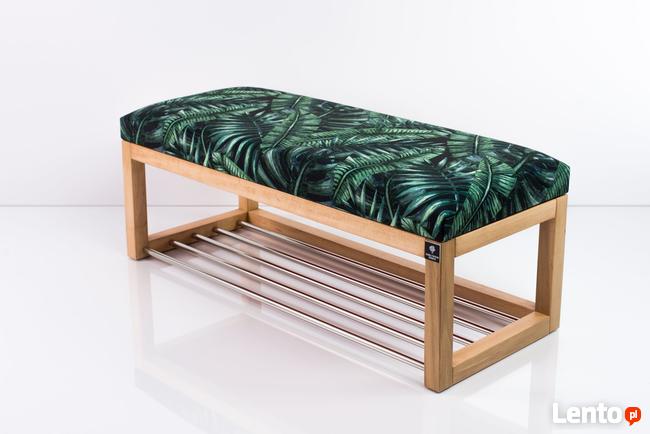 Ławeczka Tapicerowana Siedzisko Gładkie Liście Tropikalne