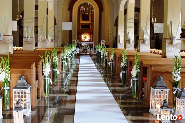 Wiązanki ślubne , dekoracje weselne sal, kościołów