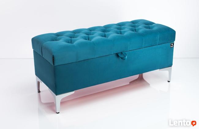 Kufer Pikowany Turkus Guzik Tapicerowany/Kryształ Q-1