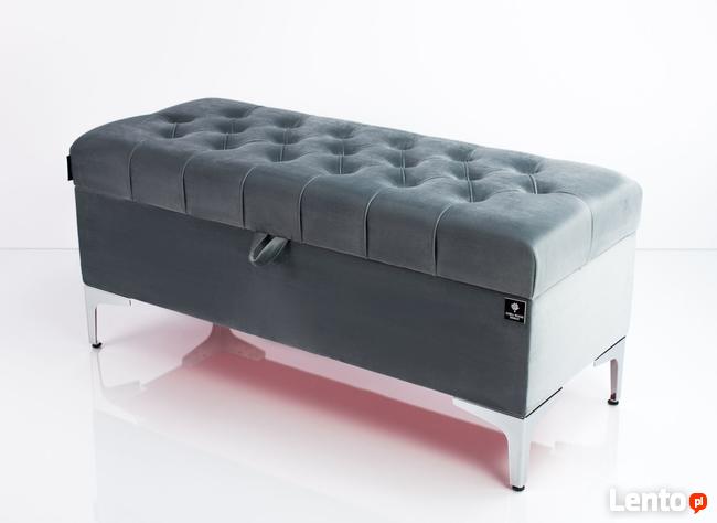 Kufer Pikowany Popiel Guzik Tapicerowany/Kryształ Q-1