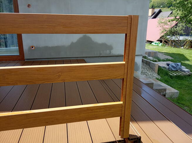 NOWOCZESNE Panele ogrodzeniowe ze stali w kolorze DREWNA - b