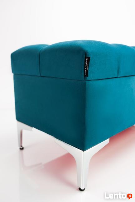 Kufer Pikowany Turkus Guzik Tapicerowany/Kryształ Q-1