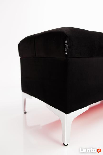 Kufer Pikowany Czarny Guzik Tapicerowany/Kryształ Q-1