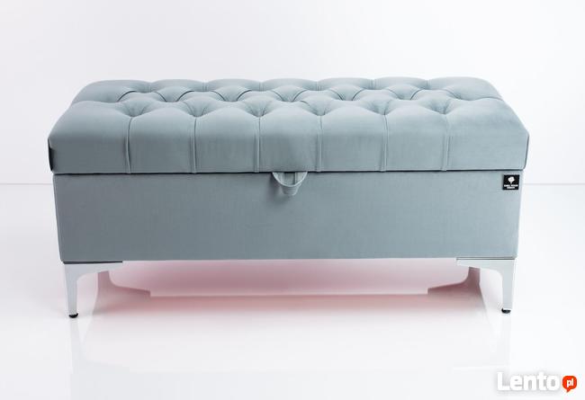 Kufer Pikowany Popiel Guzik Tapicerowany/Kryształ Q-1