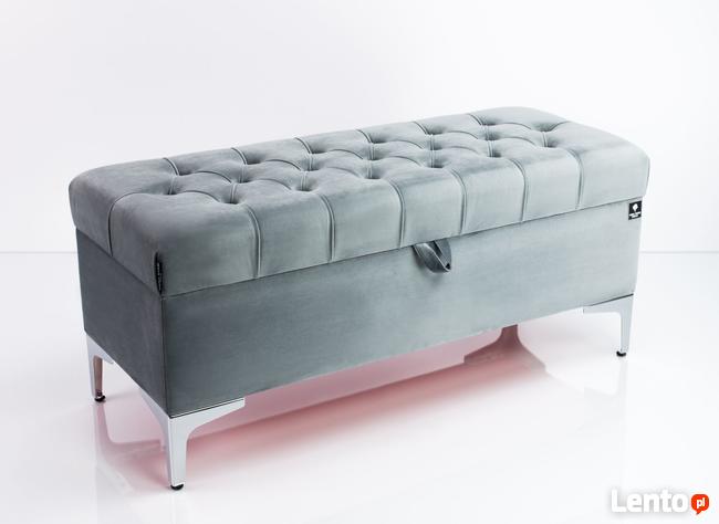 Kufer Pikowany Popiel Guzik Tapicerowany/Kryształ Q-1